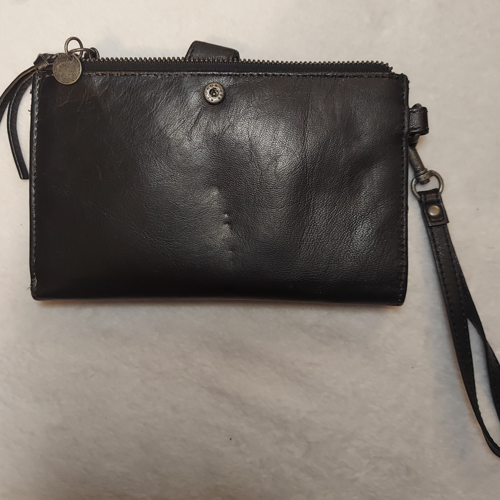 Lucky Brand Black Leather Wristlet
